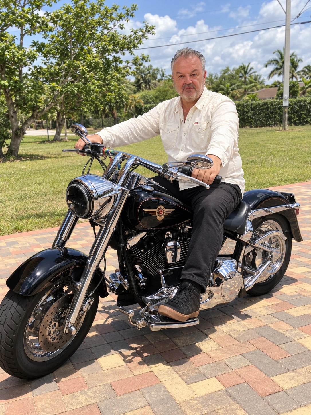 Arkadius Bizak na swoim Harleyu w Miami